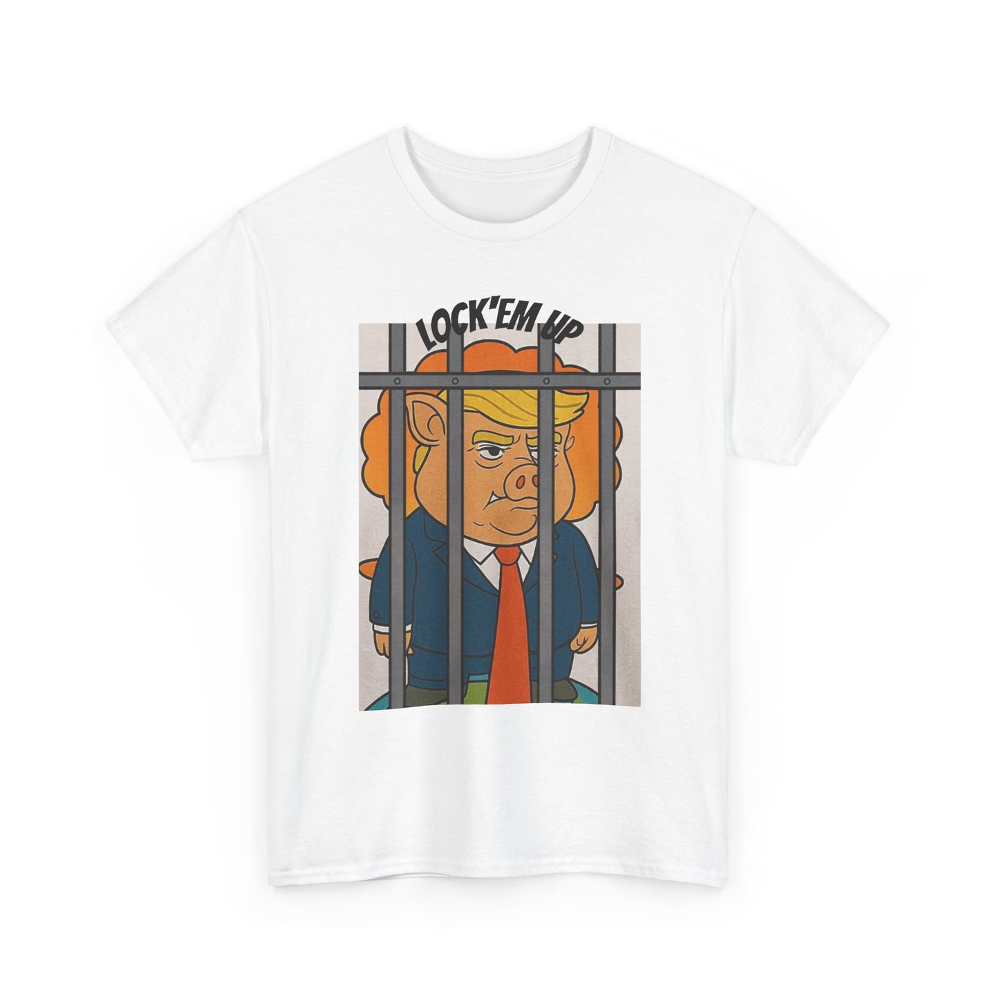 Copy of Lock 'Em Up cartoon behind bars Tee | political satire, caricature