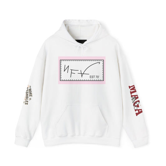 Political Hoodie – Anti-Trump Graphic Pullover with 'MAGA' Sleeve